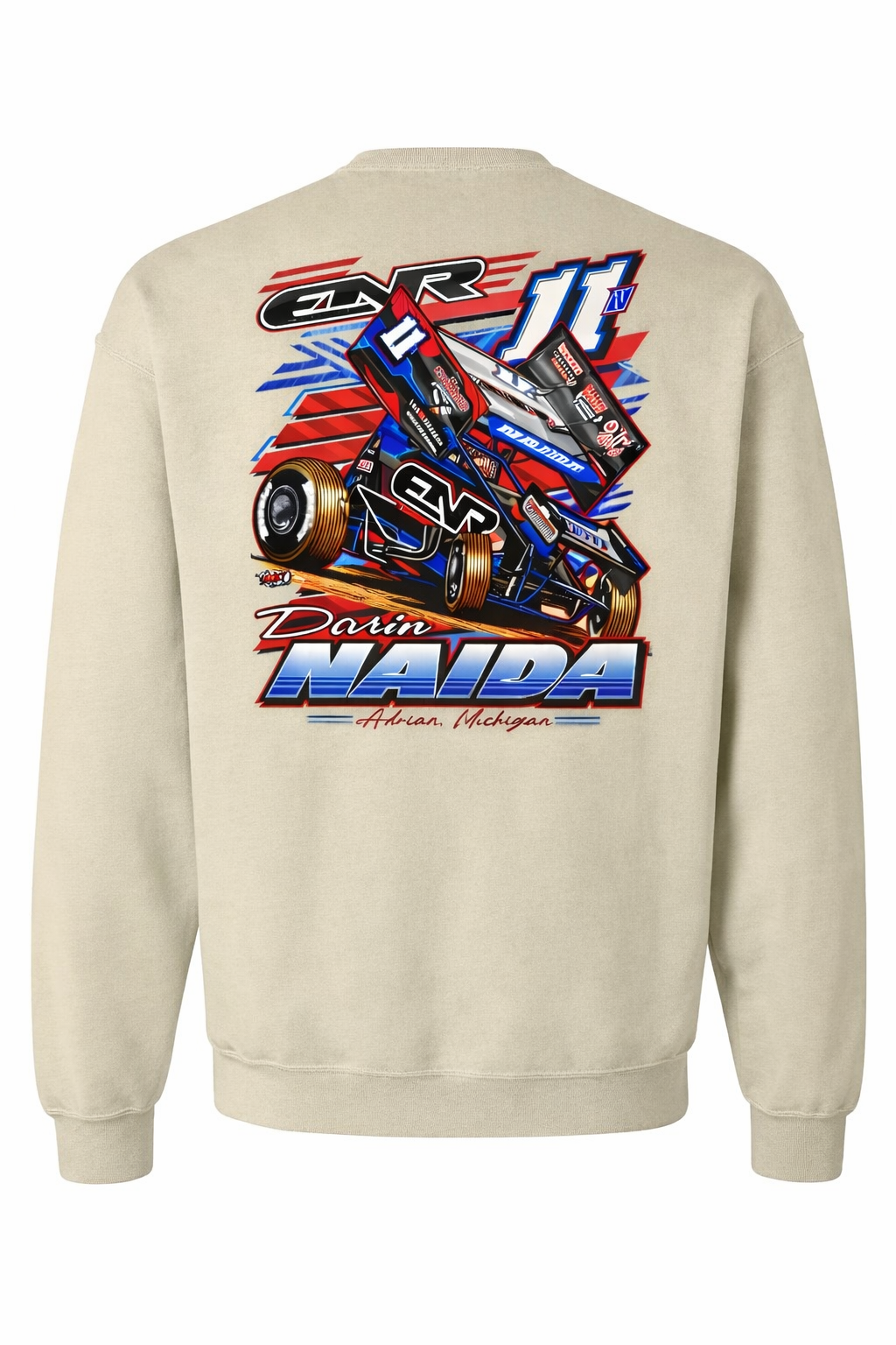 2026 11N Sprint Car Design - Adult Crewneck - Sand