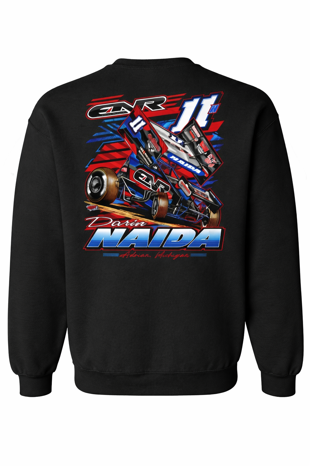 2026 11N Sprint Car Design - Adult Crewneck - Black